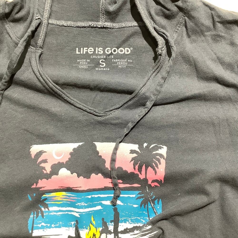 Life is Good Log On Hooded T-Shirt Women’s S — Beach, Coastal, Casual - Picture 3 of 7